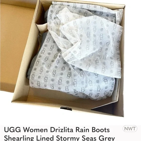 UGG Women Drizlita Rain Boots Shearling Lined Stormy Seas Grey Size 11 Women NEW - Picture 9 of 9